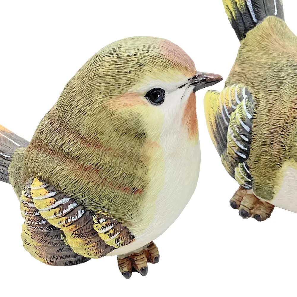Vintage Pair of Resin Yellow Birds for Home or Garden Decor